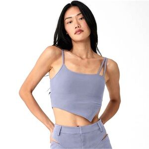 Alo Yoga Alosoft All Night Tank Crop Bra in Fog size small